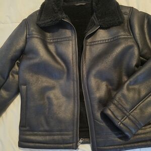 Old Navy Men's Black Faux Leather Bomber Jacket